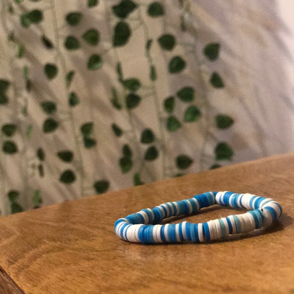 Ocean blues clay bead bracelet